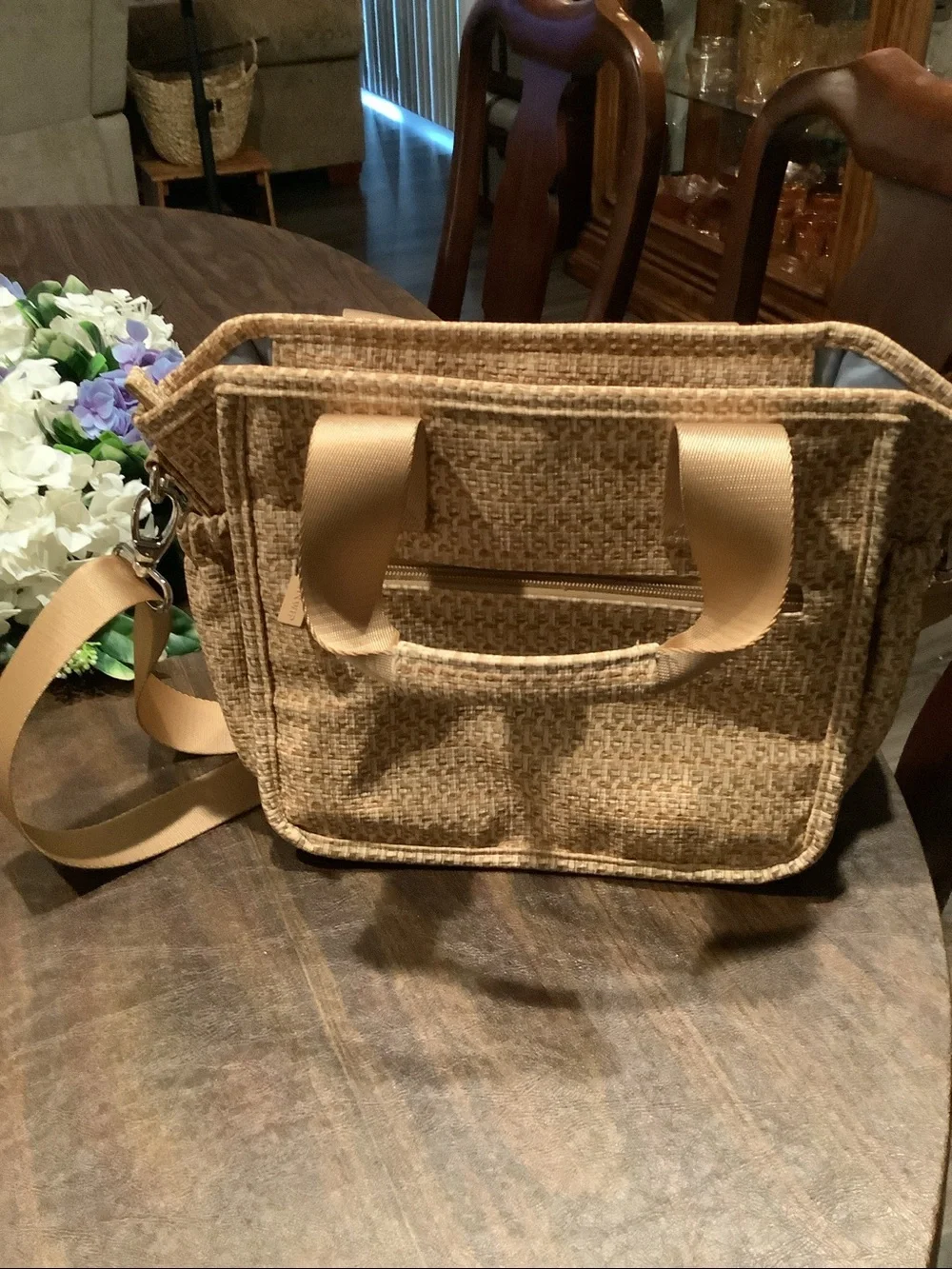 HKWIP raffia Woven Tan Crossbody Shoulder Bag with crossbody strap.  Never used